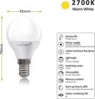 Bec Lumare LED 5W E14, alb cald, formă picătură, dispersie lumină 270°