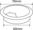 Organizer rotund de cabluri din plastic, 60 mm, pentru orificiu de birou - Diametru exterior 70 mm