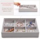 Organizator elegant pentru sertar, cu 6 compartimente, din catifea, pentru bijuterii.