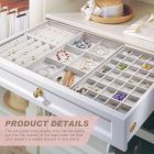Organizator elegant pentru sertar, cu 6 compartimente, din catifea, pentru bijuterii.